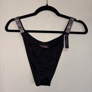 NWT Victoria's Secret Black Shine-Strap Brazilian Bikini bottom